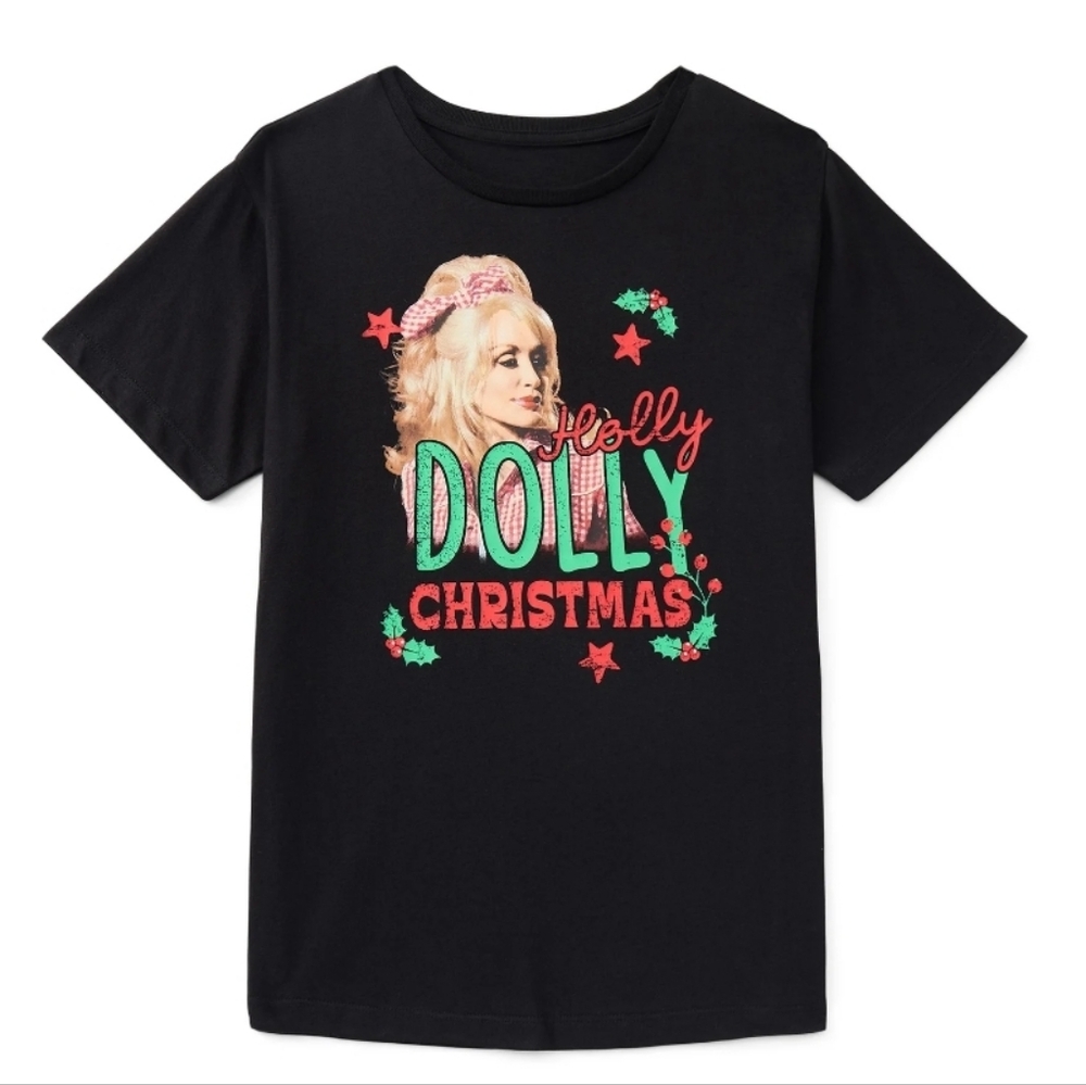 Wonder Nation Girls Holly Dolly Christmas Graphic Tee